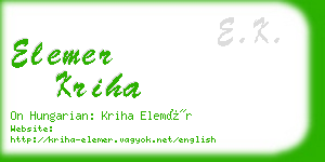 elemer kriha business card